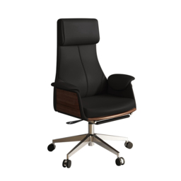 Reclining Leather Office Desk Chair High Back Adjustable Swivel Modern Executive Chair in Black - thumbnail 8