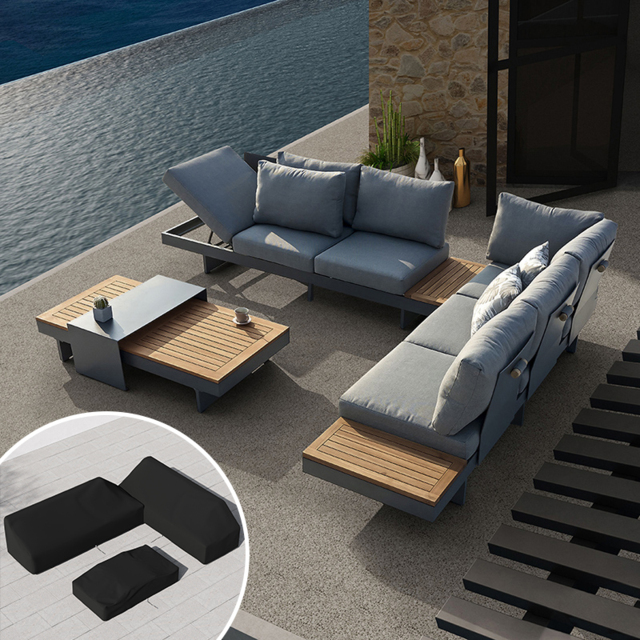 4 PCS L-shaped Garden Sectional Sofa Set Modern Yard & Patio Furniture for 6 Person in Grey Cushion & Pillow Included - image 1