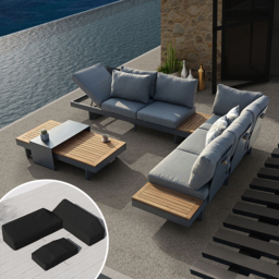4 PCS L-shaped Garden Sectional Sofa Set Modern Yard & Patio Furniture for 6 Person in Grey Cushion & Pillow Included - thumbnail 1