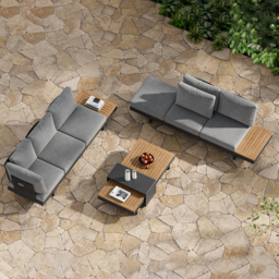 4 PCS L-shaped Garden Sectional Sofa Set Modern Yard & Patio Furniture for 6 Person in Grey Cushion & Pillow Included - thumbnail 8