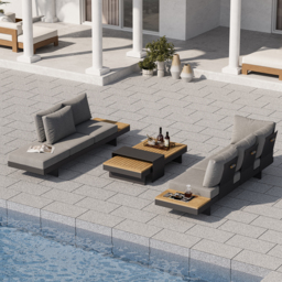 4 PCS L-shaped Garden Sectional Sofa Set Modern Yard & Patio Furniture for 6 Person in Grey Cushion & Pillow Included - thumbnail 7