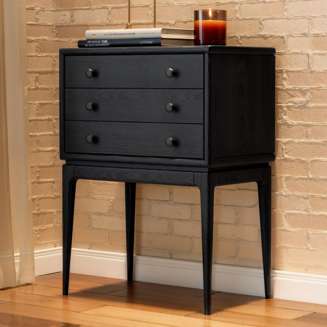 Tanic Mid Century Modern Chest Cabinet with Storage 3 Drawers of Ash Wood - image 1