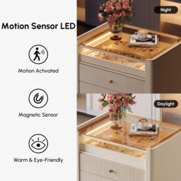 Modern Fluted Leather Closet Island 7 Drawer Dresser with Light & Jewellery Storage - thumbnail 6