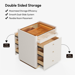 Modern Fluted Leather Closet Island 7 Drawer Dresser with Light & Jewellery Storage - thumbnail 3