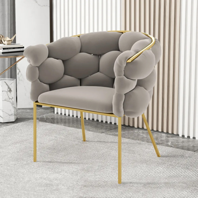 Gray Nordic Accent Chair Velvet Upholstery Chair Tufted Chair - image 1