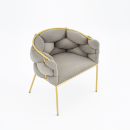 Gray Nordic Accent Chair Velvet Upholstery Chair Tufted Chair - thumbnail 8