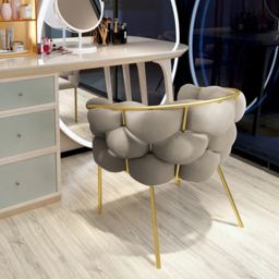 Gray Nordic Accent Chair Velvet Upholstery Chair Tufted Chair - thumbnail 3