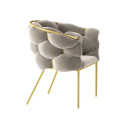 Gray Nordic Accent Chair Velvet Upholstery Chair Tufted Chair - thumbnail 6