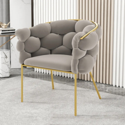 Gray Nordic Accent Chair Velvet Upholstery Chair Tufted Chair - thumbnail 1