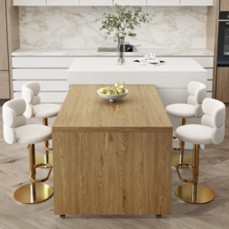 205 - 284 cm Extendable Natural & White Kitchen Island with Doors & Drawers - thumbnail 6