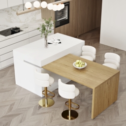 205 - 284 cm Extendable Natural & White Kitchen Island with Doors & Drawers - thumbnail 5