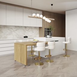 205 - 284 cm Extendable Natural & White Kitchen Island with Doors & Drawers - thumbnail 3