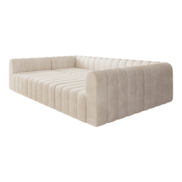 3020mm Modern Off White Velvet Modular Pit Sectional Sofa Set Convertible 6-Seater Upholstered - thumbnail 9
