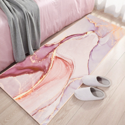 600mm x 2400mm Pink and Gold Abstract Modern Runner Rug Kitchen & Hallway Carpet with Flowing Pattern - thumbnail 2