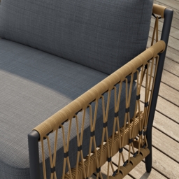 Woven Rope Outdoor Armchair Accent Chair Boho Yard & Patio Furniture in Dark Gray Cushion & Pillow Included - thumbnail 6
