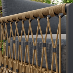 Woven Rope Outdoor Armchair Accent Chair Boho Yard & Patio Furniture in Dark Gray Cushion & Pillow Included - thumbnail 5