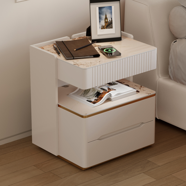 Modern Smart Bedside Table with Wireless Charger & Sensor Light & Bluetooth Speakers Sintered Stone Bedside Table - image 1