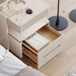 Modern Smart Bedside Table with Wireless Charger & Sensor Light & Bluetooth Speakers Sintered Stone Bedside Table - thumbnail 8