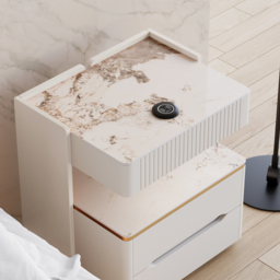 Modern Smart Bedside Table with Wireless Charger & Sensor Light & Bluetooth Speakers Sintered Stone Bedside Table - thumbnail 4