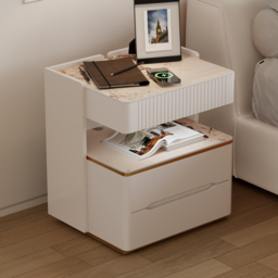 Modern Smart Bedside Table with Wireless Charger & Sensor Light & Bluetooth Speakers Sintered Stone Bedside Table - thumbnail 1