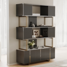 5-Shelf Glossy Black Bookshelf Etagere Tall Bookcase for Home & Office 170cm - thumbnail 4