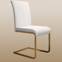 Modern Minimalist Dining Chairs Upholstered PU Leather White Gold Metal Base Set of 2 Dining Room Chairs - thumbnail 9