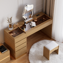 Modern Dressing Table with Chair with Lighted Vanity Mirror & Charging Station & Jewellery Storage Dressing Table - thumbnail 2