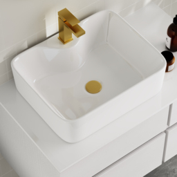 800mm Floating Wall-mounted Bathroom Vanity Faux Marble Top with Ceramic Vessel Sink White - thumbnail 6