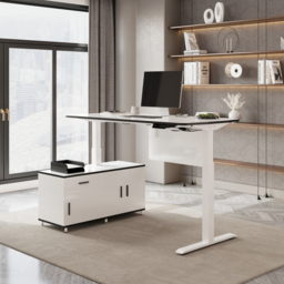 L Shaped Executive Office Desk Standing Desktop with 3 Doors & Drawer White Office Furniture Left Hand(1600mm) - thumbnail 1