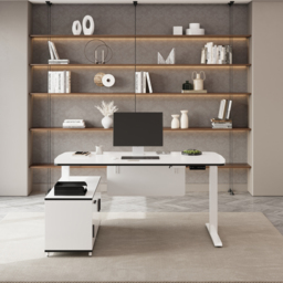 L Shaped Executive Office Desk Standing Desktop with 3 Doors & Drawer White Office Furniture Left Hand(1600mm) - thumbnail 5