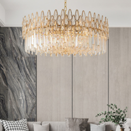 Ketose Modern Gold 6-Light Crystal Chandelier with Adjustable Chain - thumbnail 5