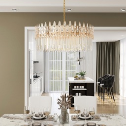 Ketose Modern Gold 6-Light Crystal Chandelier with Adjustable Chain - thumbnail 3