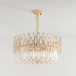 Ketose Modern Gold 6-Light Crystal Chandelier with Adjustable Chain - thumbnail 8