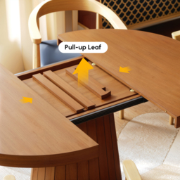 "Extendable Dining Table Set 39""-55"" Japandi Dining Table & 6 Wood Dining Chairs" - thumbnail 6