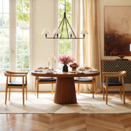"Extendable Dining Table Set 39""-55"" Japandi Dining Table & 6 Wood Dining Chairs" - thumbnail 3