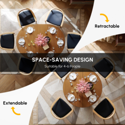 "Extendable Dining Table Set 39""-55"" Japandi Dining Table & 6 Wood Dining Chairs" - thumbnail 5