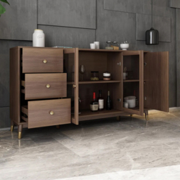 Ultic Modern Rectangle Sideboard Buffet with Ample Storages & Doors in Walnut - thumbnail 4