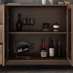 Ultic Modern Rectangle Sideboard Buffet with Ample Storages & Doors in Walnut - thumbnail 6