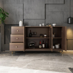 Ultic Modern Rectangle Sideboard Buffet with Ample Storages & Doors in Walnut - thumbnail 3