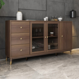 Ultic Modern Rectangle Sideboard Buffet with Ample Storages & Doors in Walnut - thumbnail 1