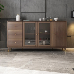 Ultic Modern Rectangle Sideboard Buffet with Ample Storages & Doors in Walnut - thumbnail 2