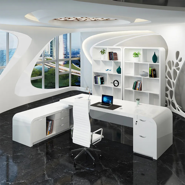 Chicent White L-shaped Modern Computer Desk with Cabinet & Ample Storage Left Hand Office Furniture  (1800mm) - image 1