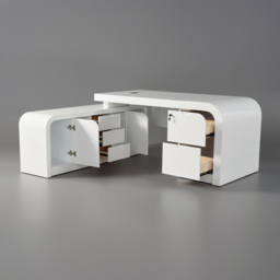 Chicent White L-shaped Modern Computer Desk with Cabinet & Ample Storage Left Hand Office Furniture  (1800mm) - thumbnail 9