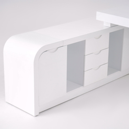 Chicent White L-shaped Modern Computer Desk with Cabinet & Ample Storage Left Hand Office Furniture  (1800mm) - thumbnail 5