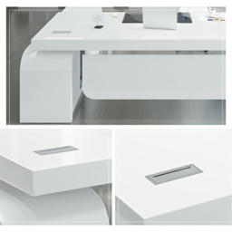 Chicent White L-shaped Modern Computer Desk with Cabinet & Ample Storage Left Hand Office Furniture  (1800mm) - thumbnail 3