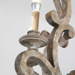 Cottage Style Distressed 5-Light Candelabra Chandelier with Scrolled Arms & Rust Canopy - thumbnail 5
