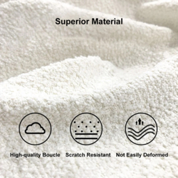 Homary 200 cm Modern White Boucle Upholstered Fluted 3 Seater Sofa for Living Room with Pillow - thumbnail 8
