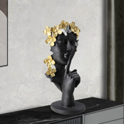 Black & Gold Thinker Sculpture Statue Resin Romantic Silence Desktop Ornament - thumbnail 5