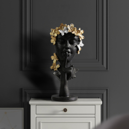 Black & Gold Thinker Sculpture Statue Resin Romantic Silence Desktop Ornament - thumbnail 9