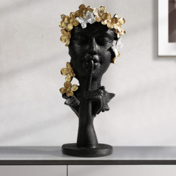 Black & Gold Thinker Sculpture Statue Resin Romantic Silence Desktop Ornament - thumbnail 3